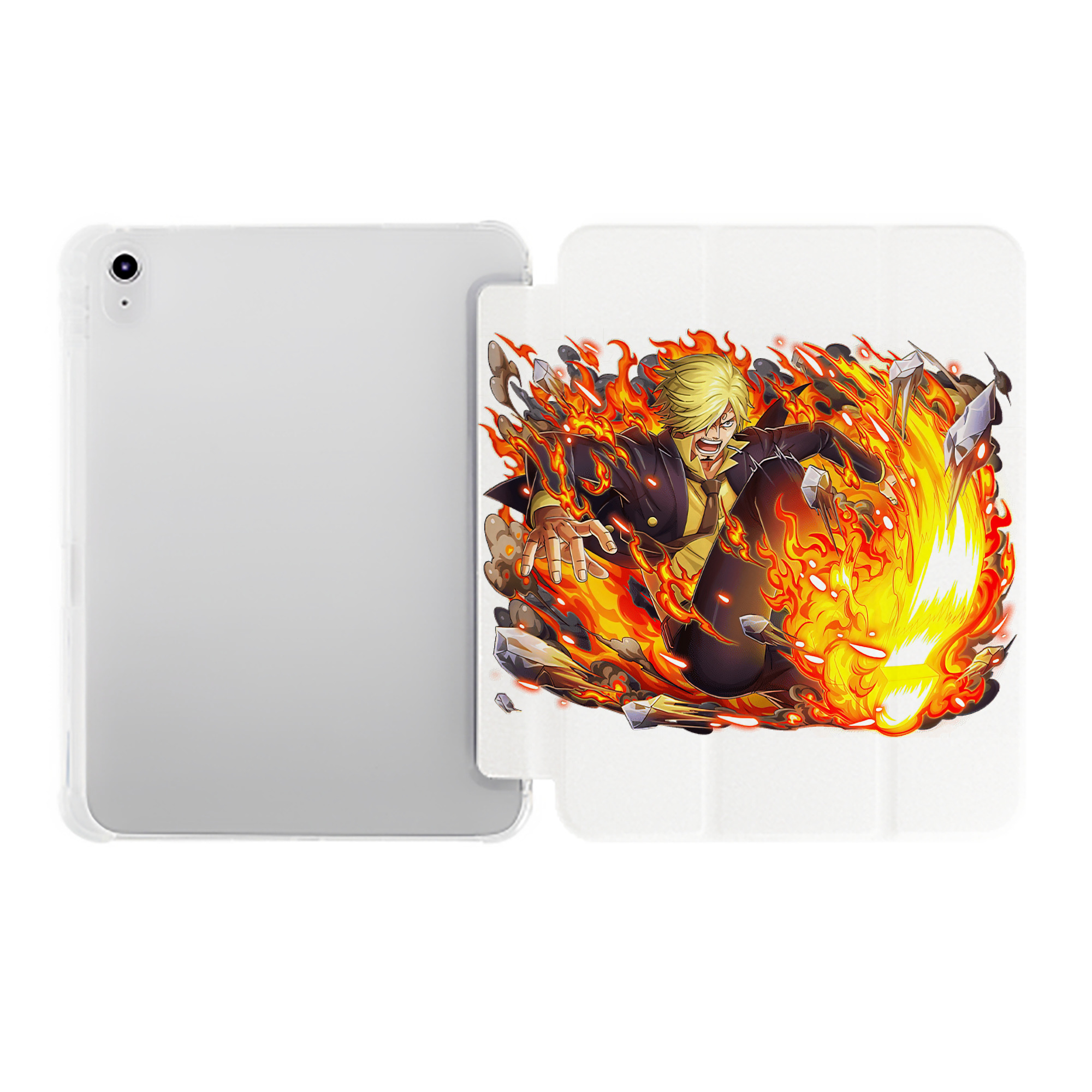 （画像用） ワンピース サンジ ONE PIECE Sanji IPad ケース ペン収納付き 三つ折りスタンド PUレザー×シリコン 対応機種9.5/10.5/10.9インチ